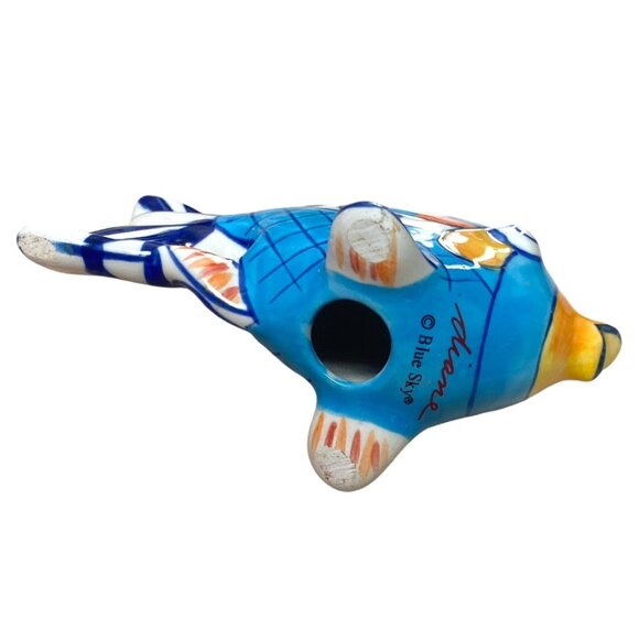 Blue Sky Diane Kissing Fish Figurine Pair Hand Painted Ceramic Coastal Decor - Picture 6 of 7